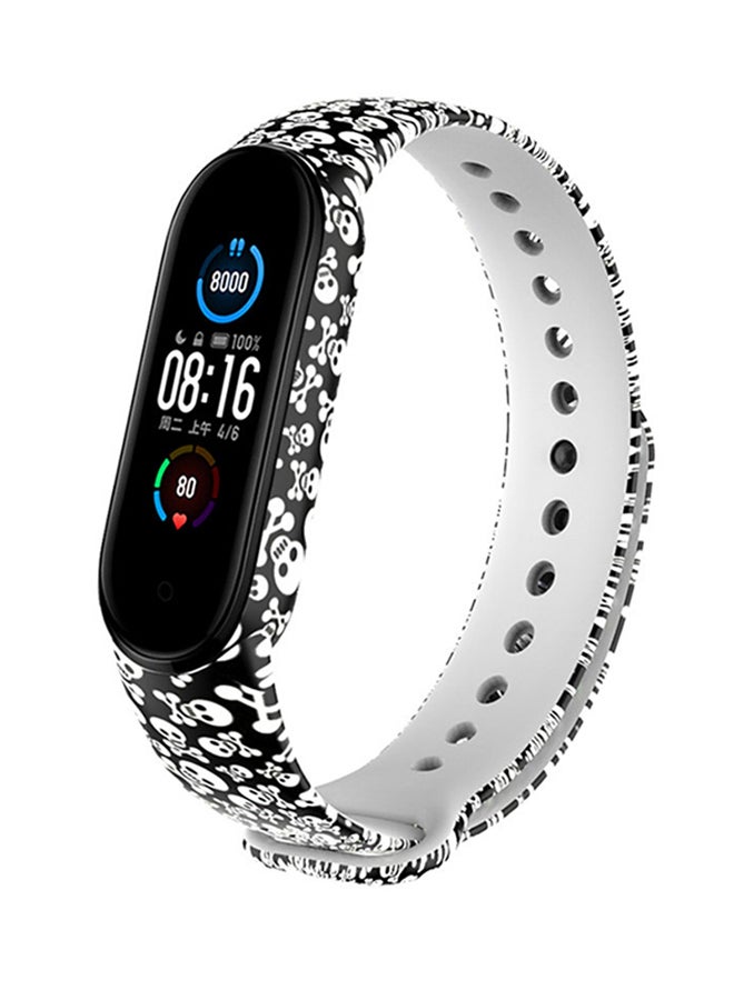 INEIX Soft Silicone Replacement Strap For Xiaomi Mi Band 5 White/Black - Image 2