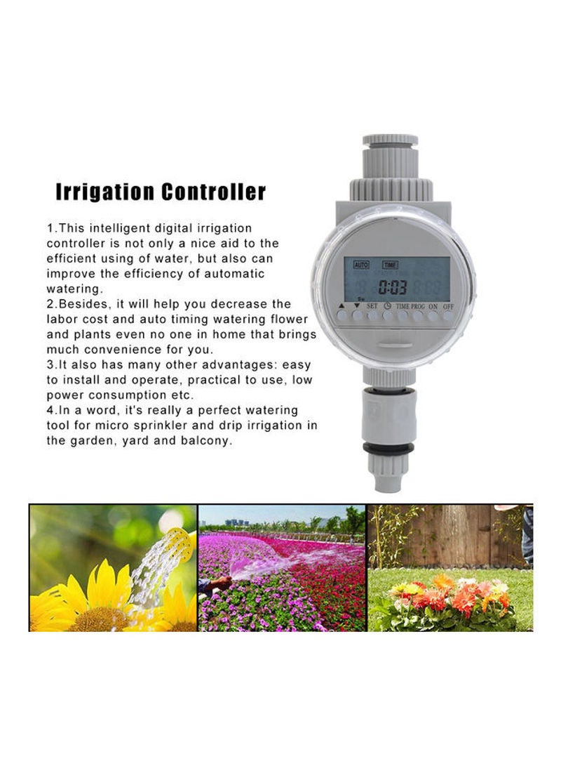 Generic - Solar Power LCD Screen Garden Irrigation Controller Timer Grey 12.5cm - Image 1