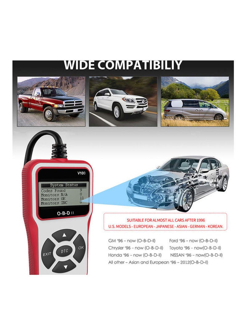 Universal O-B-D II Car Engine Scanner Red 18.5cm  - Image 4