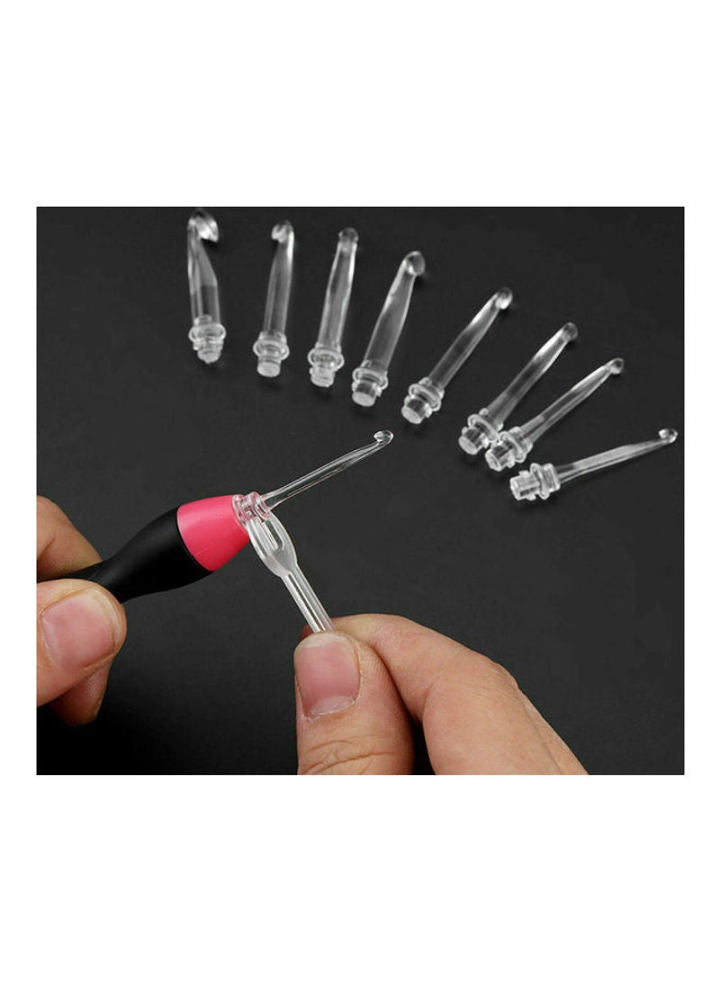 USB Rechargeable Knitting Weaving Sewing Process Kit Included 9 Replaceable Crochet Hook Red 18cm