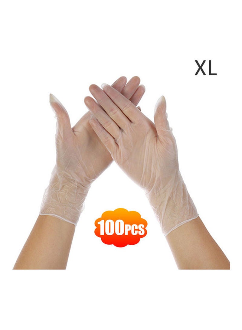 Powder Free Vinyl Disposable Plastic Gloves Latex Food Safe Box of 100 Extra Large Clear 23cm Clear 23cm - Image 1