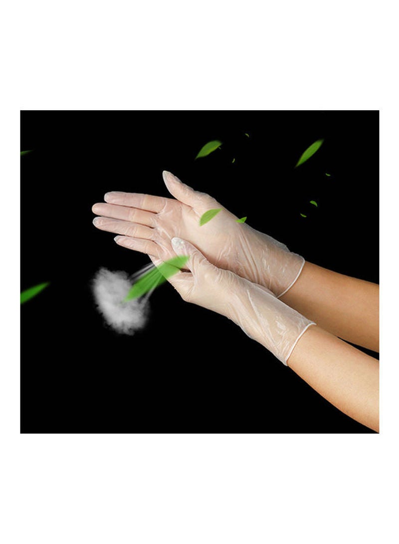 Powder Free Vinyl Disposable Plastic Gloves Latex Food Safe Box of 100 Extra Large Clear 23cm Clear 23cm - Image 2