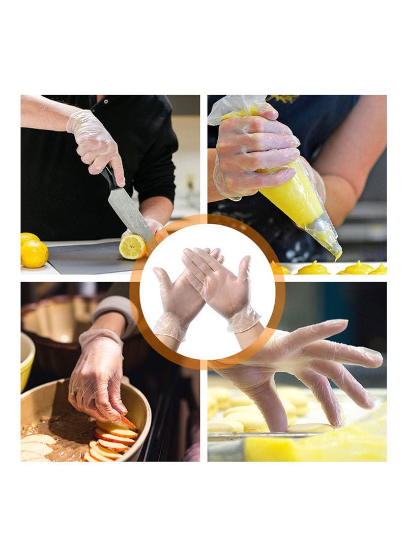 Powder Free Vinyl Disposable Plastic Gloves Latex Food Safe Box of 100 Extra Large Clear 23cm Clear 23cm - Image 5