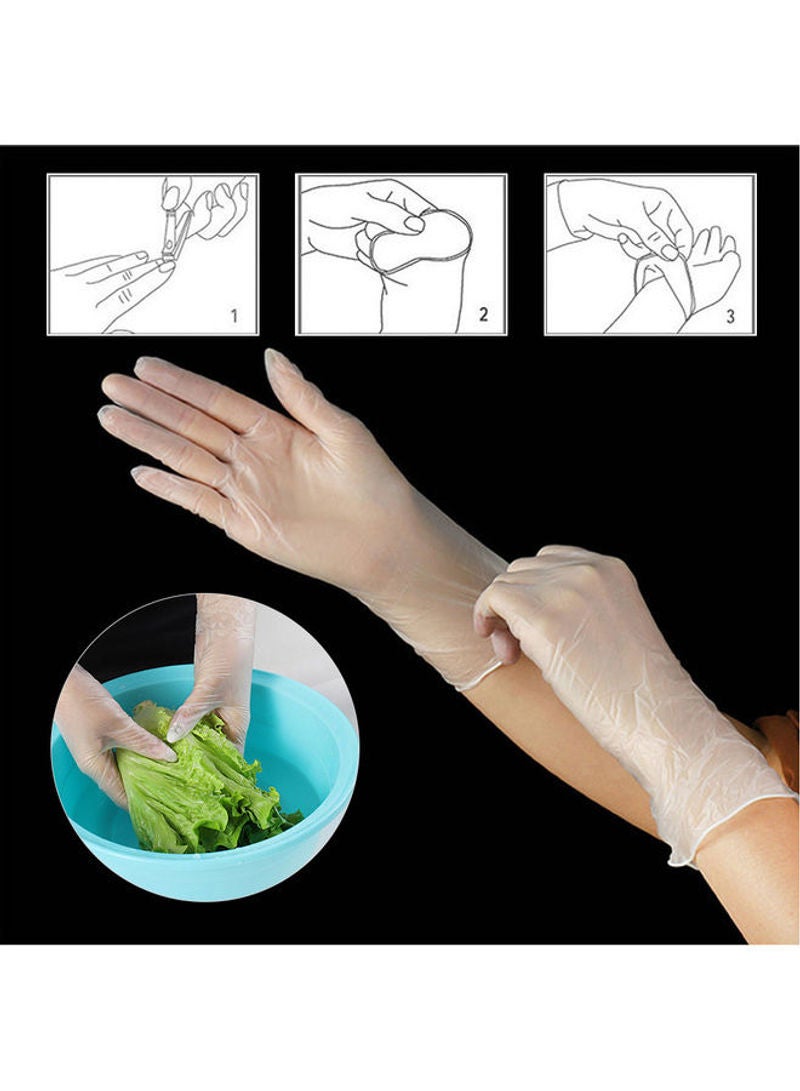 Powder Free Vinyl Disposable Plastic Gloves Latex Food Safe Box of 100 Extra Large Clear 23cm Clear 23cm - Image 4