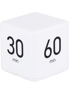 Portable Cube Kitchen Timer Countdown Alarm 15-20-30-60 Minutes Flip Timing with Digital Display White 7.5cm