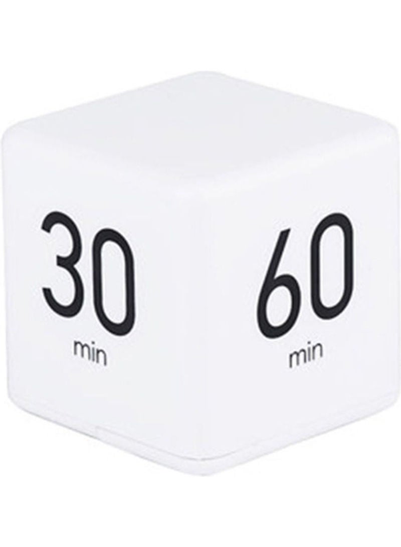 Generic - Portable Cube Kitchen Timer Countdown Alarm 15-20-30-60 Minutes Flip Timing with Digital Display White 7.5cm - Image 1