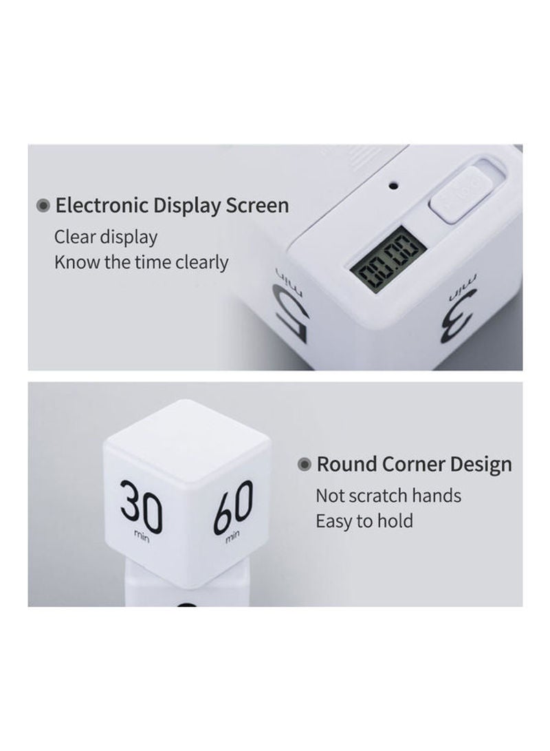 Generic - Portable Cube Kitchen Timer Countdown Alarm 15-20-30-60 Minutes Flip Timing with Digital Display White 7.5cm - Image 1