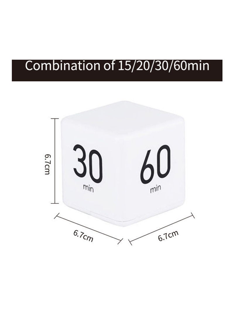 Generic - Portable Cube Kitchen Timer Countdown Alarm 15-20-30-60 Minutes Flip Timing with Digital Display White 7.5cm - Image 1