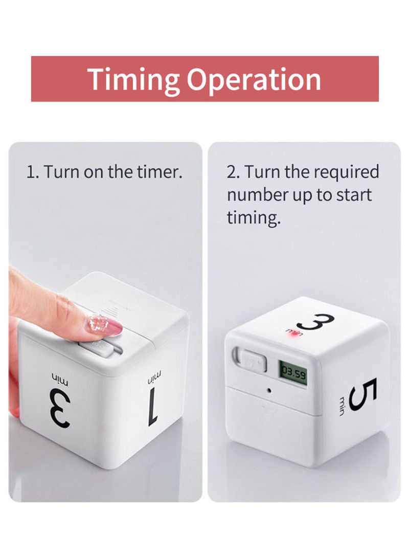 Generic - Portable Cube Kitchen Timer Countdown Alarm 15-20-30-60 Minutes Flip Timing with Digital Display White 7.5cm - Image 1