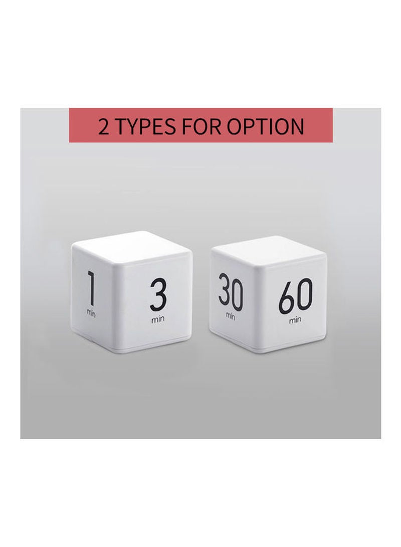 Generic - Portable Cube Kitchen Timer Countdown Alarm 15-20-30-60 Minutes Flip Timing with Digital Display White 7.5cm - Image 1