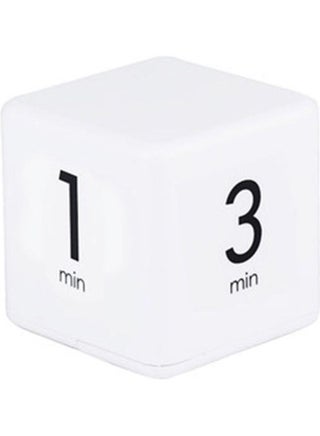 Portable Cube Kitchen Timer Countdown Alarm 1-3-5-10 Minutes Flip Timing with Digital Display White 7.5cm - v1603876078/N41403457A_1