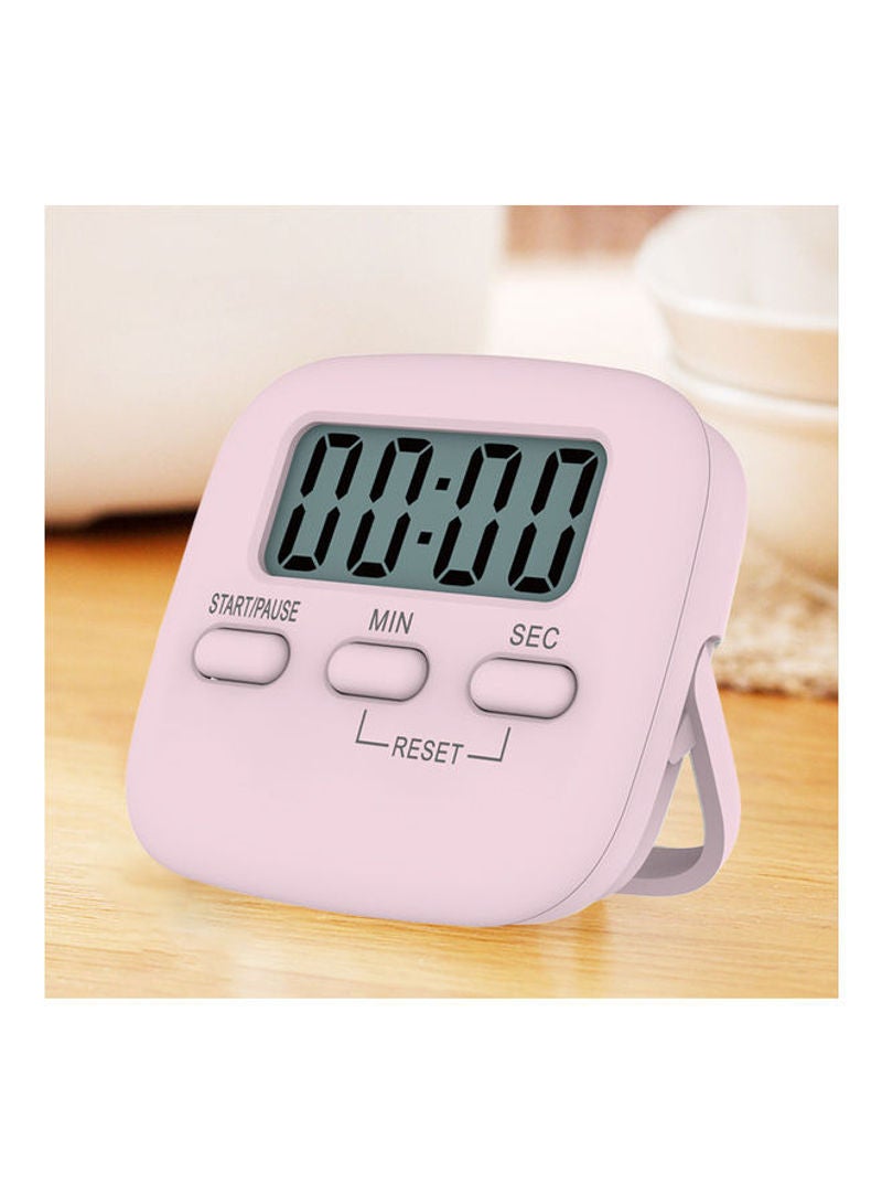 Generic - Portable Digital Kitchen Timer Magnetic Cooking Countdown Alarm With LCD Screen Stand Pink 6.5cm - Image 1