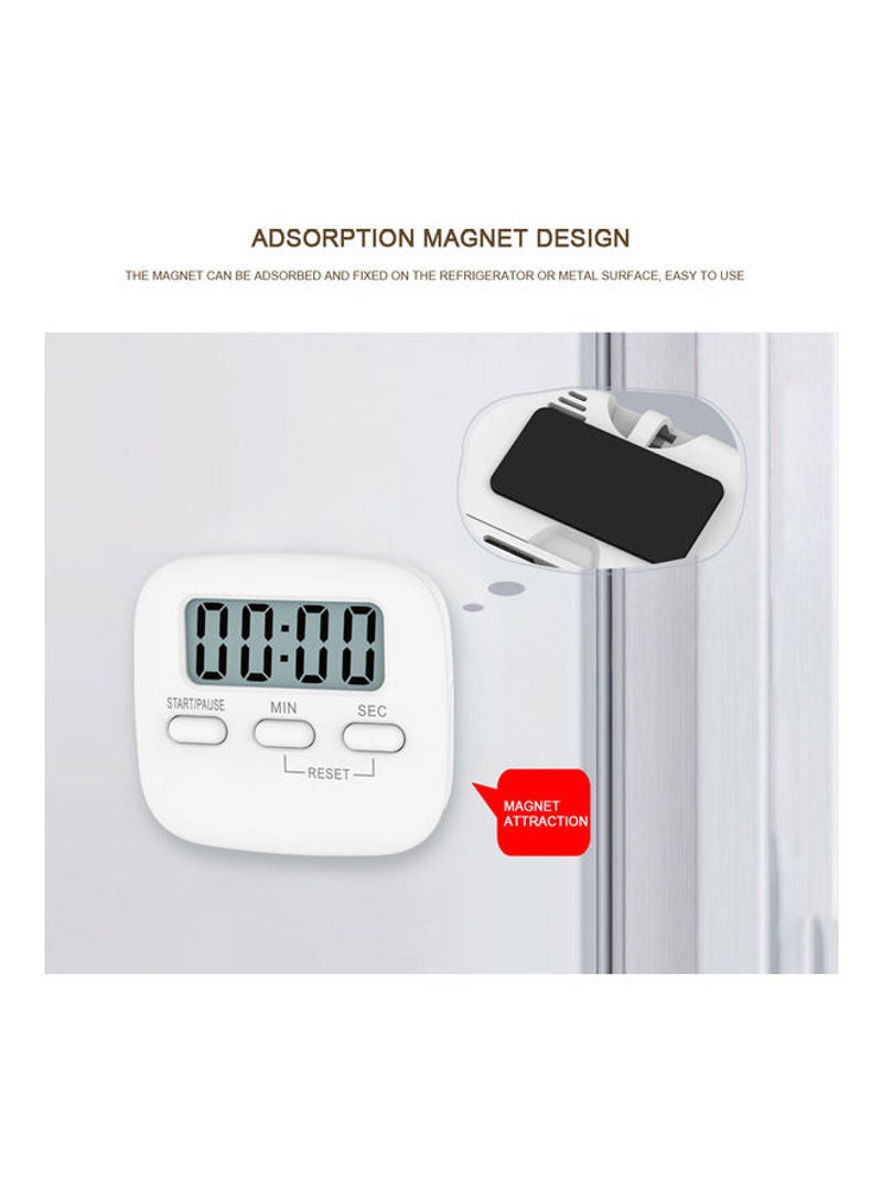 Portable Digital Kitchen Timer Magnetic Cooking Countdown Alarm With LCD Screen Stand White 6.5cm  - Image 3