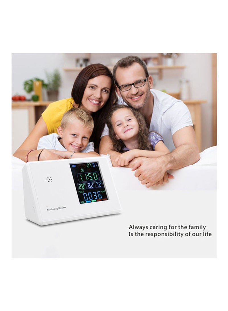 Digital Air Quality Monitor Gas Detector With Alarm Clock White 13cm  - Image 4