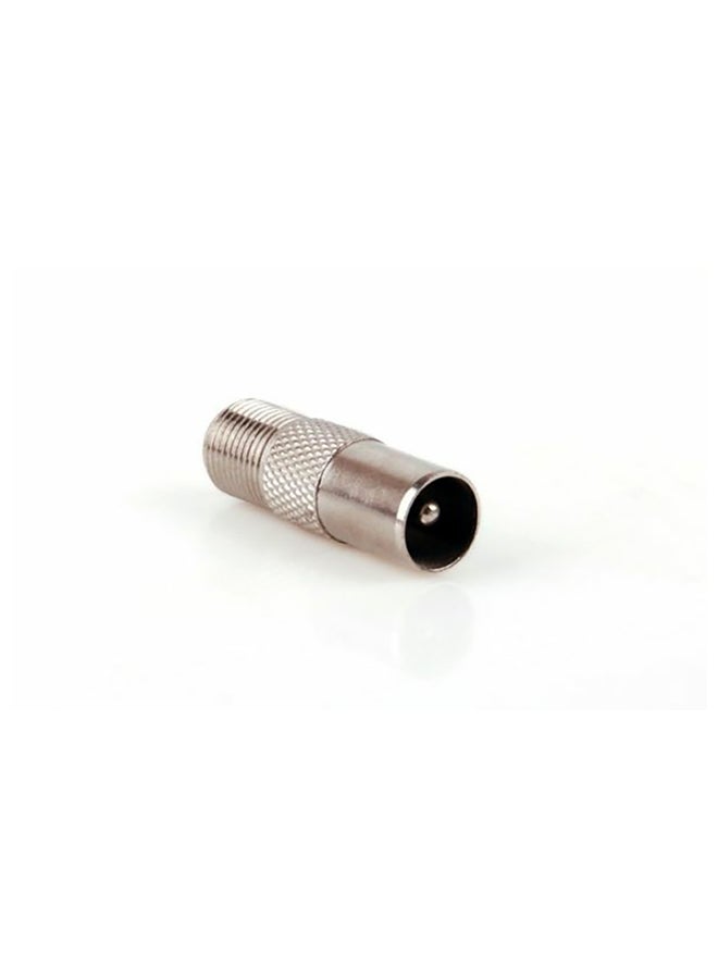 F Type Screw Connector Socket to RF Coax Aerial Male Connector Silver 