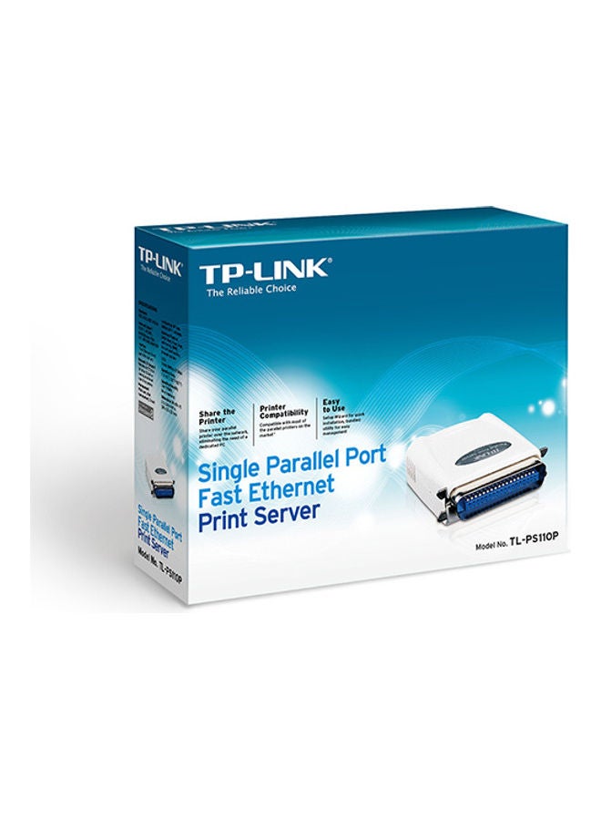 TP-LINK - Single Parallel Port Fast Ethernet Print Server White - Image 1