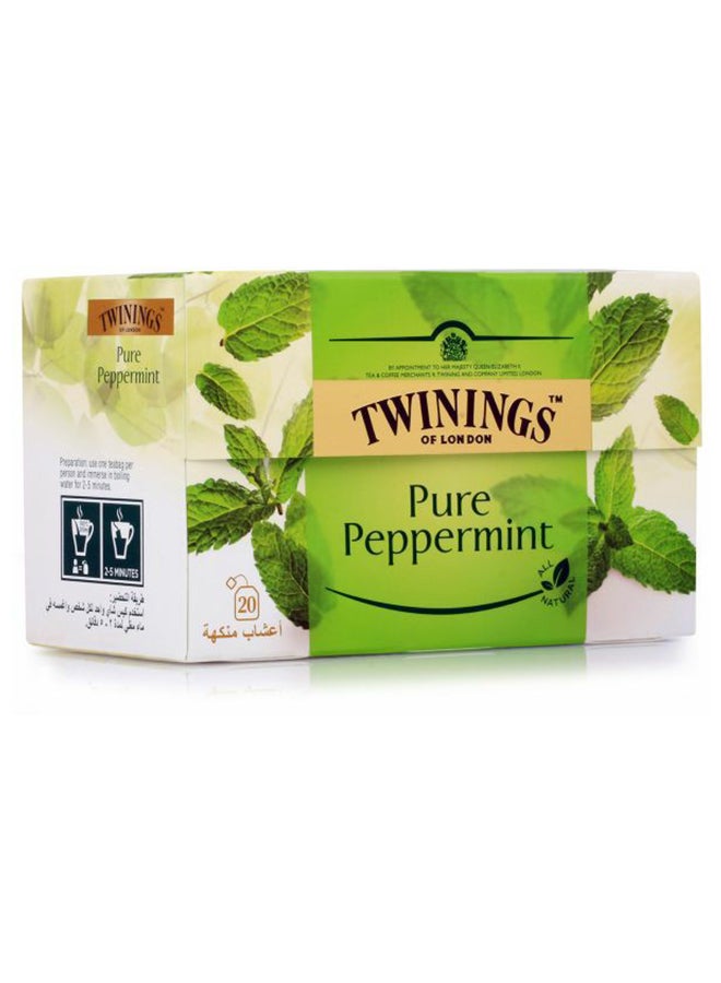 Twinings 20 Tea Bags Pure Peppermint Herbal Tea 40grams Pack of 20 
