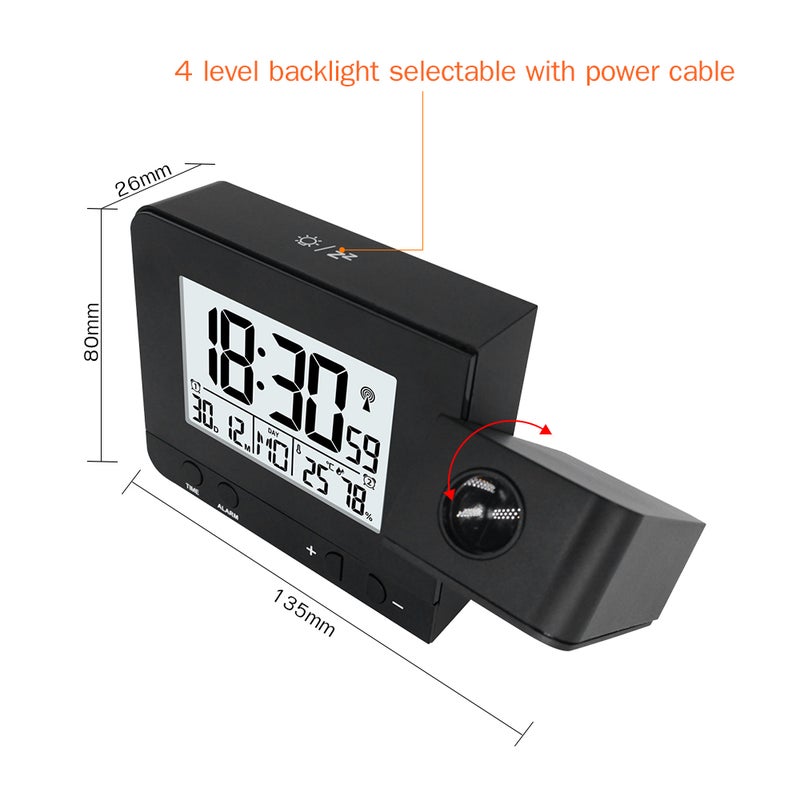 Projection Alarm Clock Black 14.50 x 5 x 9.50cm  - Image 2