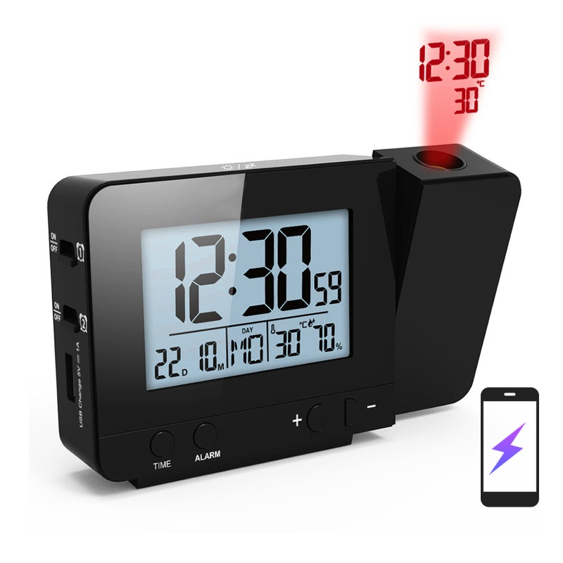 Projection Alarm Clock Black 14.50 x 5 x 9.50cm  - Image 3