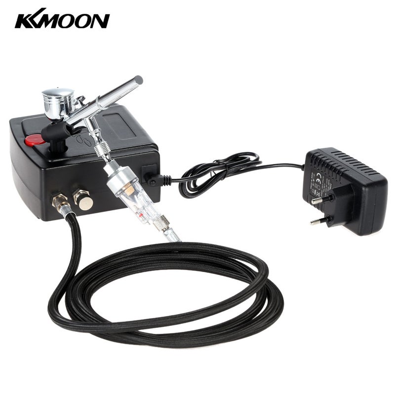 Gravity Feed Dual Action Airbrush And Compressor Kit Black 20 x 12 x 13cm