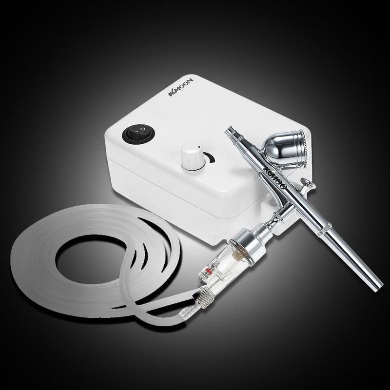 Multi-Purpose Dual Action Airbrush Mini Air Compressor Set White 23.50 x 8.20 x 17cm
