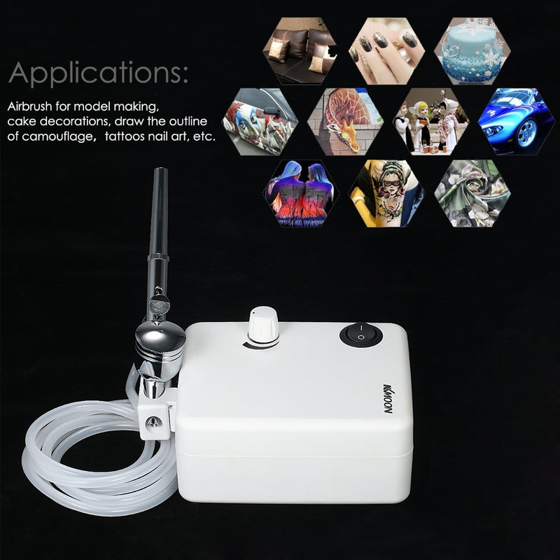 Multi-Purpose Dual Action Airbrush Mini Air Compressor Set White 23.50 x 8.20 x 17cm