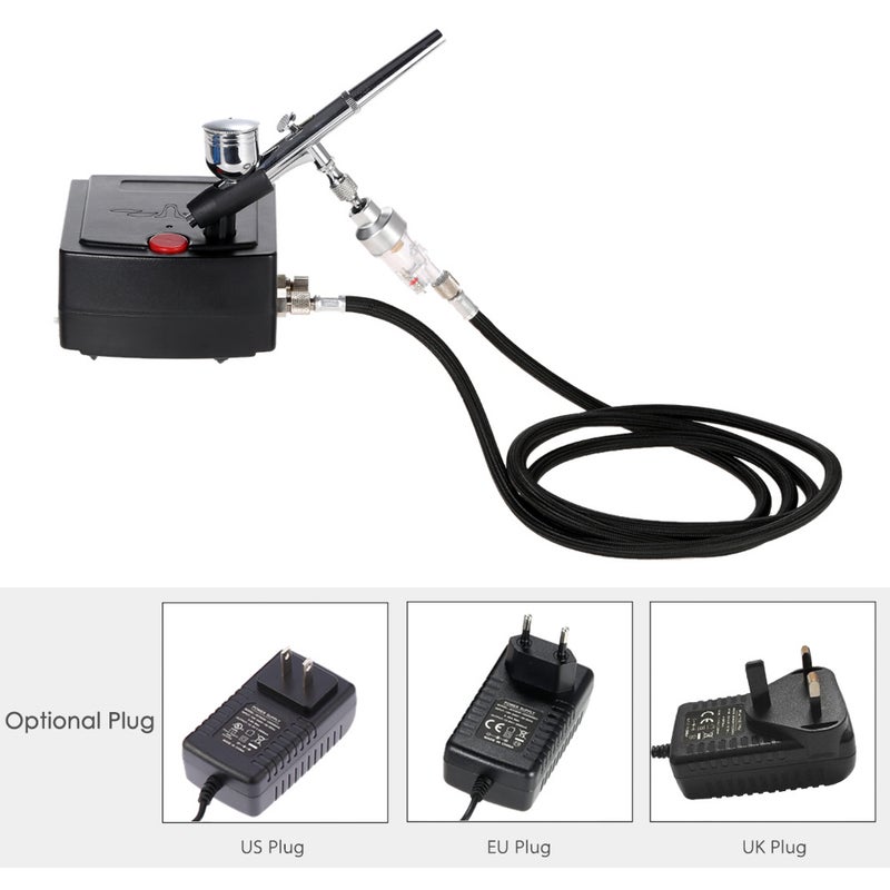KKmoon - Gravity Feed Dual Action Airbrush And Compressor Kit Black 20 x 12 x 13cm - Image 1