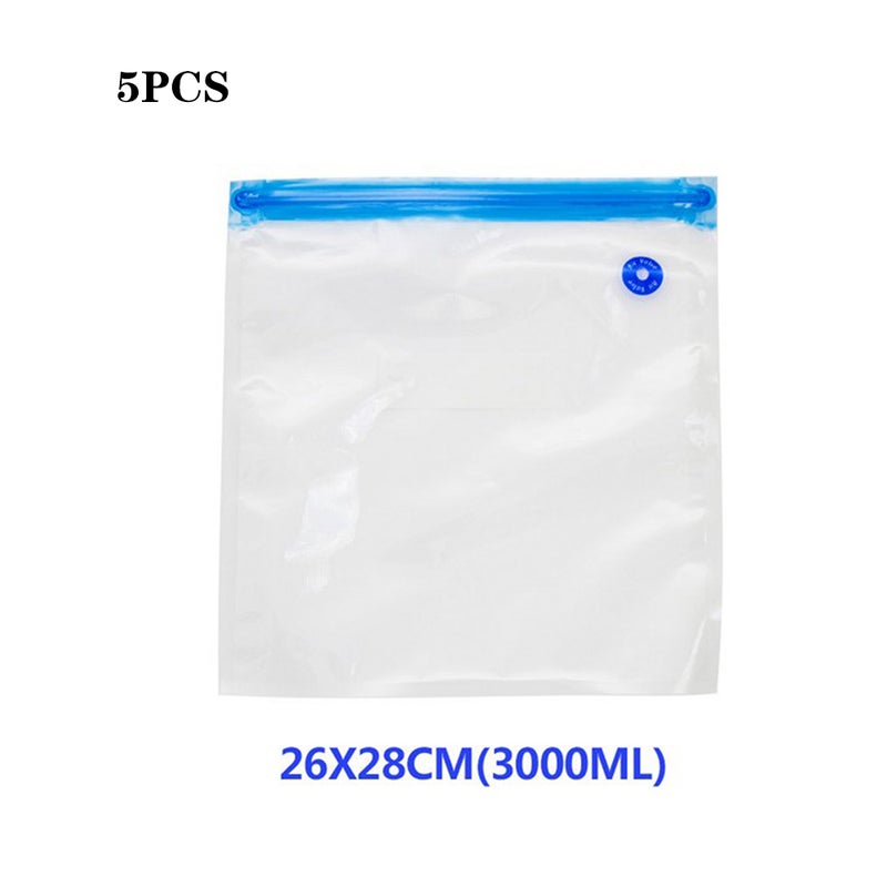 5-Piece Vacuum Storage Food Saver Seal Bag Set White 28 x 3 x 26cm - Image 1
