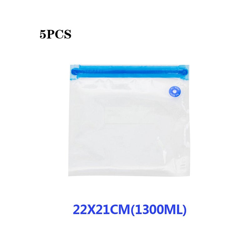 5-Piece Vacuum Storage Food Saver Seal Bag Set White 22 x 3 x 21cm - Image 1