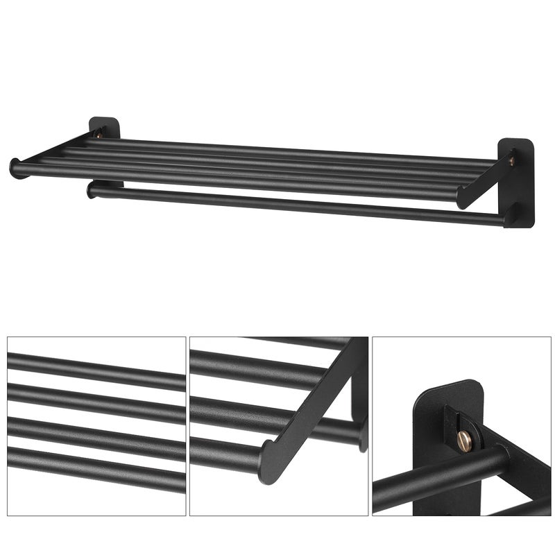 Multifunctional Towel Rack Black 56 x 6.50 x 22.50cm - Image 2