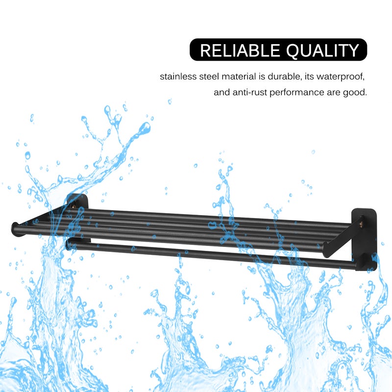 Multifunctional Towel Rack Black 56 x 6.50 x 22.50cm - Image 3