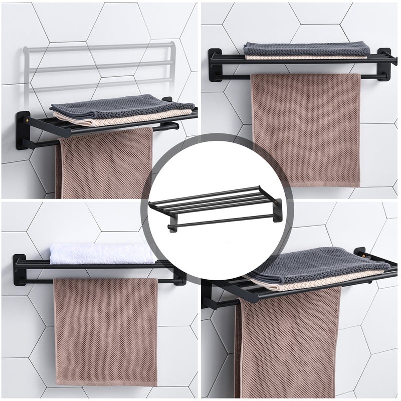 Multifunctional Towel Rack Black 56 x 6.50 x 22.50cm - Image 5