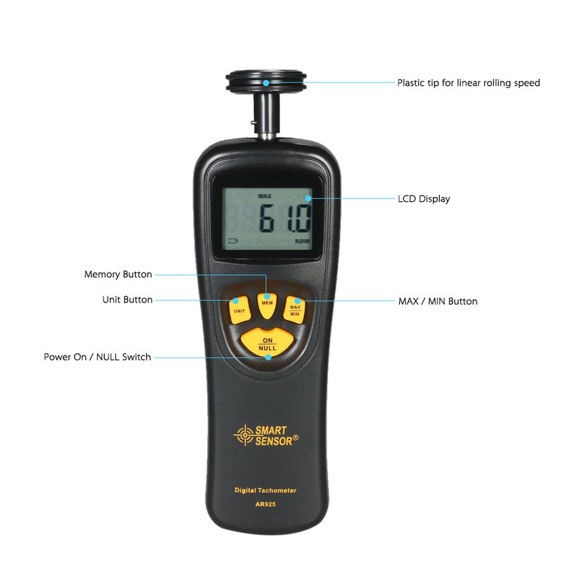 LCD Digital Tachometer Black 20.50 x 6 x 11.10cm  - Image 5