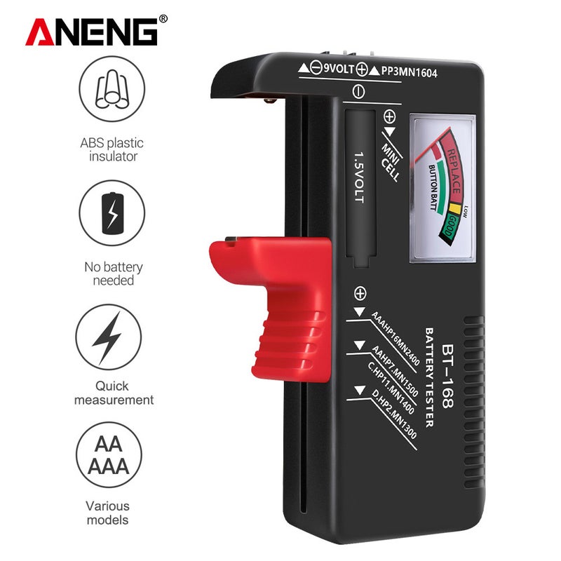 ANENG - Button-Battery Universal Pointer Display Tester Black 12 x 3 x 7cm - Image 1