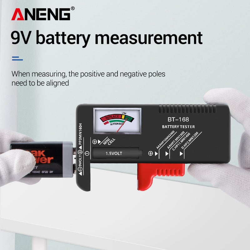 ANENG - Button-Battery Universal Pointer Display Tester Black 12 x 3 x 7cm - Image 1
