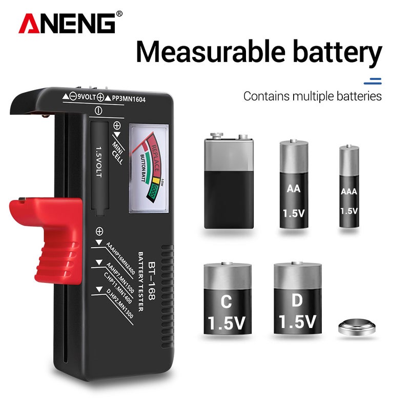ANENG - Button-Battery Universal Pointer Display Tester Black 12 x 3 x 7cm - Image 1