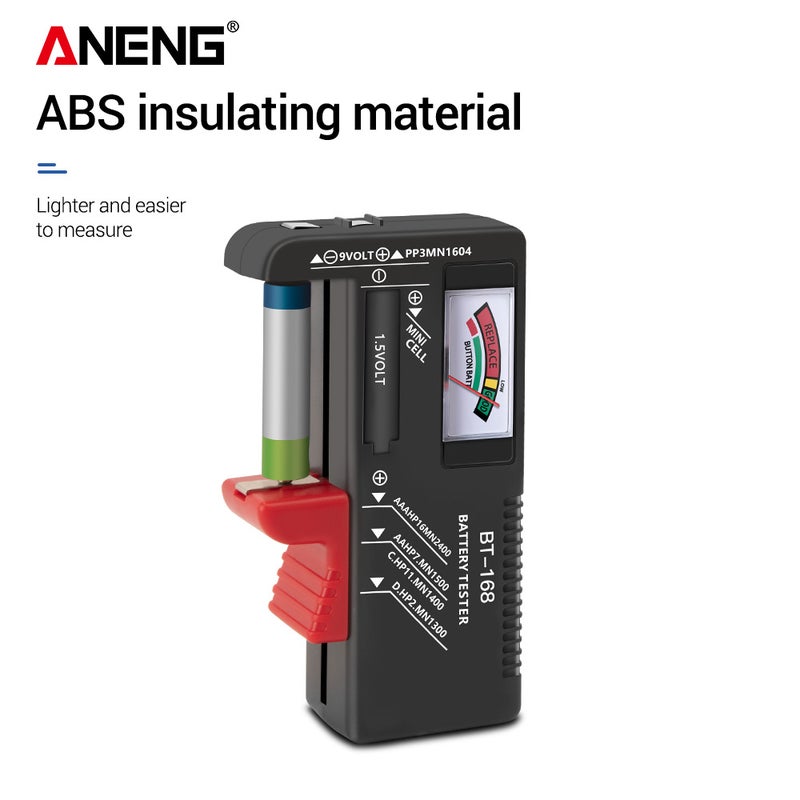 ANENG - Button-Battery Universal Pointer Display Tester Black 12 x 3 x 7cm - Image 1