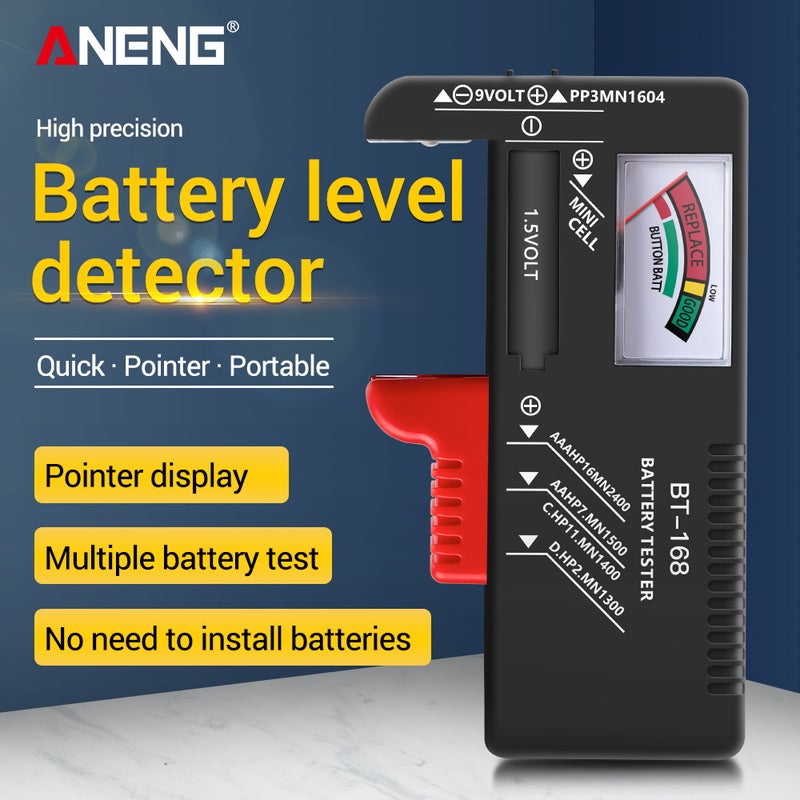 ANENG - Button-Battery Universal Pointer Display Tester Black 12 x 3 x 7cm - Image 1