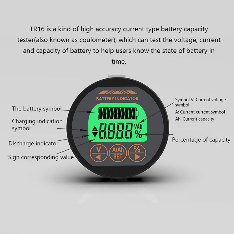 TR16 8-120V Waterproof  LCD Display Battery Capacity Tester Black 10 x 5 x 10cm  - Image 2
