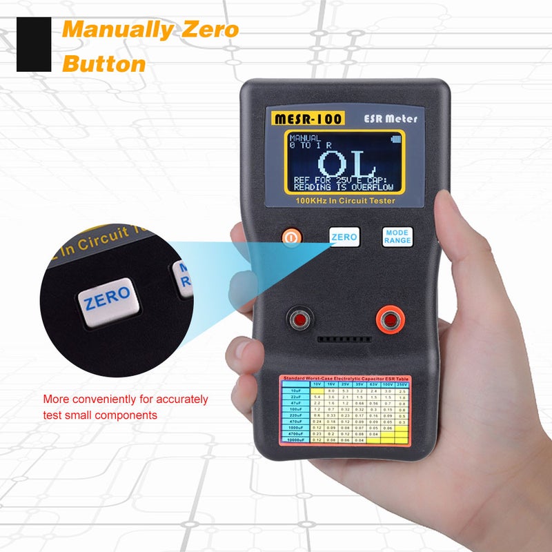 MESR-100 ESR Professional Capacitance Ohm Meter Black/Orange 17 x 5 x 9cm