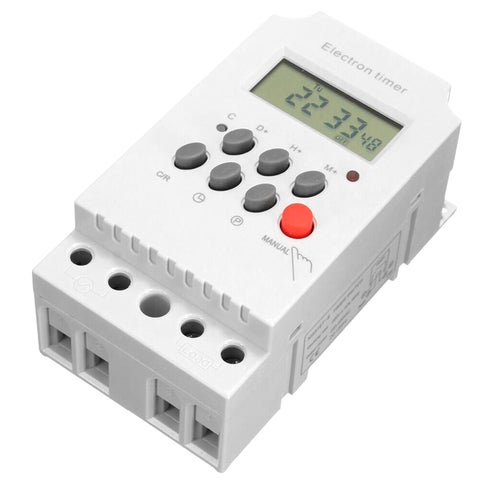 AC 220V 25A Din Programmable Electronic Digital Timer Switch White 15 x 7 x 12cm