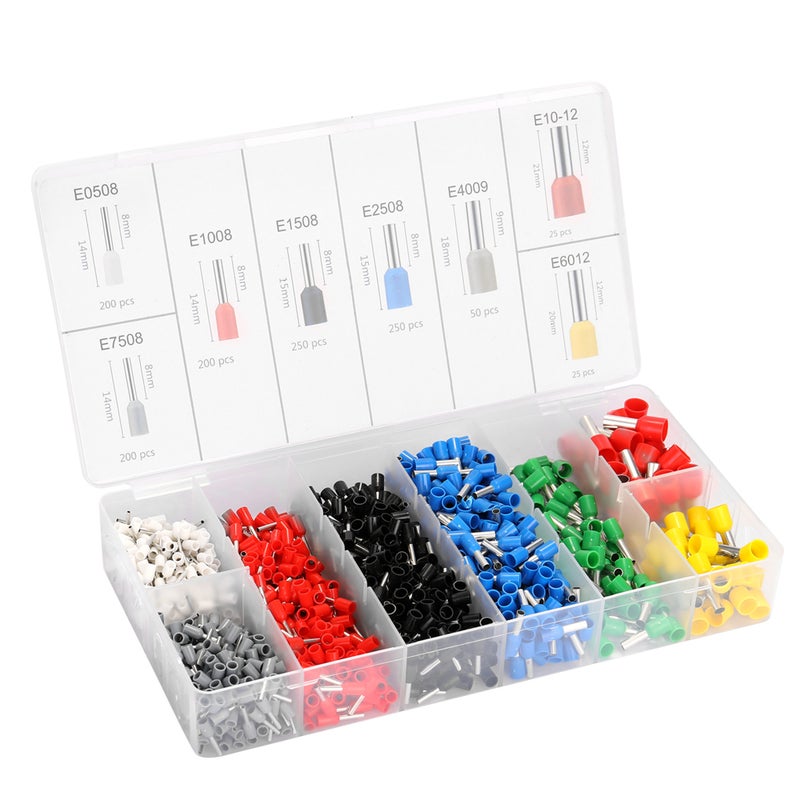 Generic - 1200-Piece E Tube Crimping Terminal Connector Set With Storage Box Multicolour 21 x 5 x 12cm - Image 1