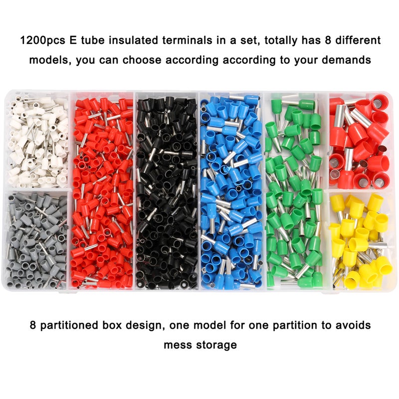 Generic - 1200-Piece E Tube Crimping Terminal Connector Set With Storage Box Multicolour 21 x 5 x 12cm - Image 1
