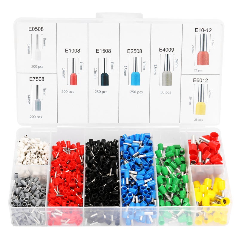 Generic - 1200-Piece E Tube Crimping Terminal Connector Set With Storage Box Multicolour 21 x 5 x 12cm - Image 1