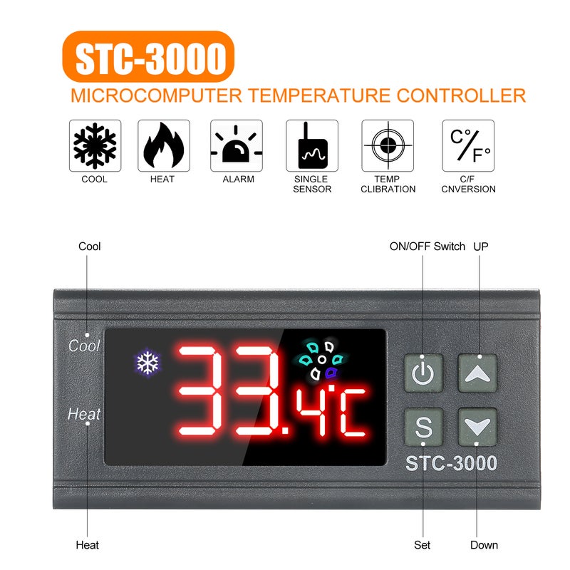 24V Digital Microcomputer Temperature Controller Grey/Orange 8.50 x 3.50 x 7.50cm  - Image 5