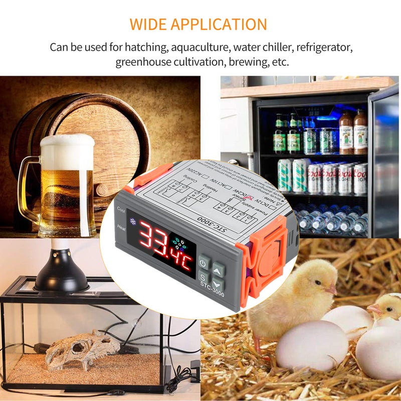 24V Digital Microcomputer Temperature Controller Grey/Orange 8.50 x 3.50 x 7.50cm  - Image 4