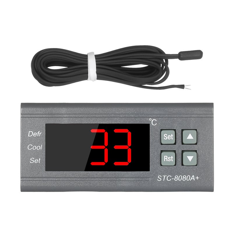 220V Digital Temperature Controller With NTC Sensor Probe Grey/Orange 10 x 6 x 8cm  - Image 3