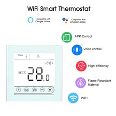 Tuya WiFi Smart Thermostat Temperature Controller For Water/Gas Boiler Heating White 10 x 6.50 x 9.30cm