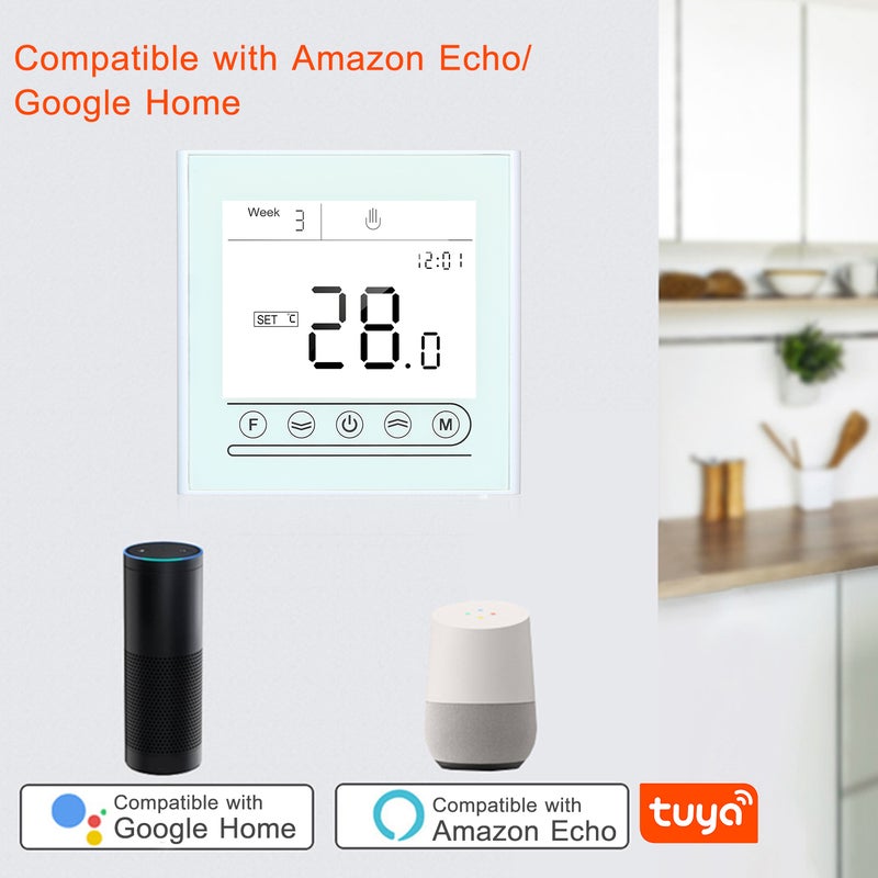 Generic - Tuya WiFi Smart Thermostat Temperature Controller For Water/Gas Boiler Heating White 10 x 6.50 x 9.30cm - Image 1