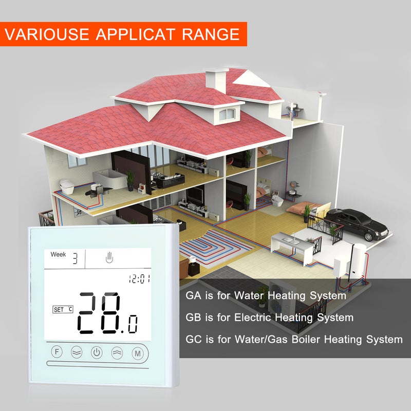 Generic - Tuya WiFi Smart Thermostat Temperature Controller For Water/Gas Boiler Heating White 10 x 6.50 x 9.30cm - Image 1